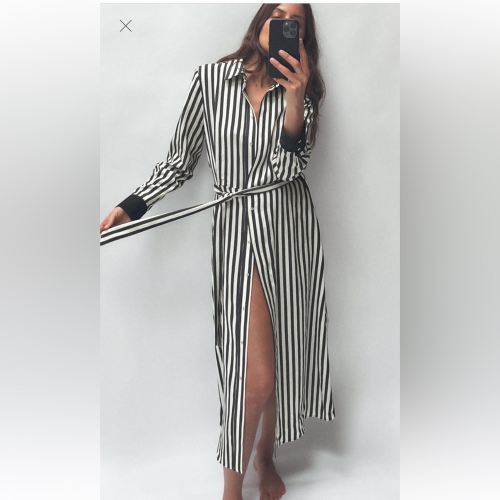 NWT Zara STRIPED MIDI SHIRTDRESS size Small Spring '24